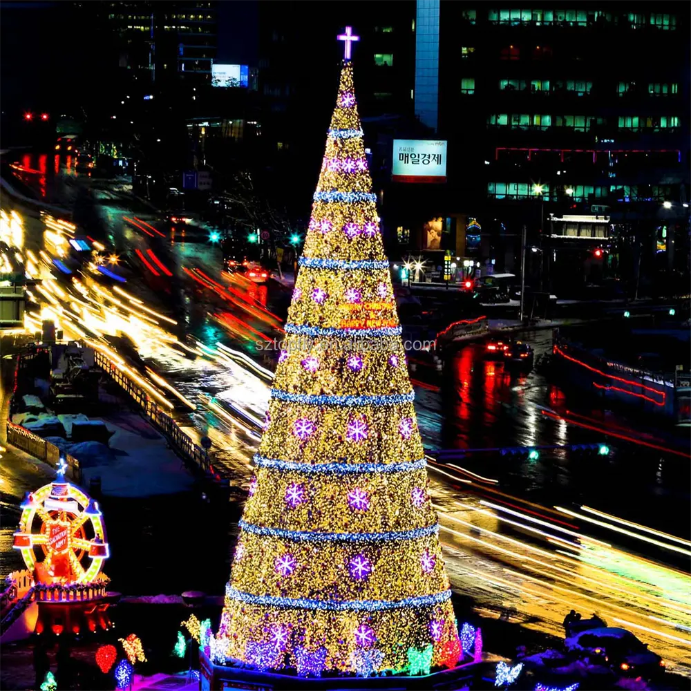 Hot Selling Shopping Mall Giant LED Lighting DMX Music Programmed Artificial PVC Christmas Tree