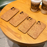 Étui antichoc marron mocha à imprimé léopard, texture cuir, résistant aux rayures, étanche, pour plusieurs modèles de smartphones