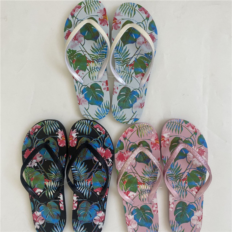OEM PE PVC Printed Flip-flops Women Summer Beach Shoes Fashion Outdoor Filp Flops