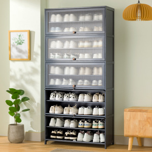 Étagère à chaussures multi-niveaux grande capacité, armoire de rangement anti-poussière pour entrée de maison, usage intérieur - Product Image 2