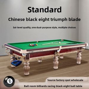 Table de billard de luxe de qualité tournoi, en bois massif avec incrustations métalliques, coussinets de haute précision, tapis vert, pour jeux à monnayeur - Product Image 2
