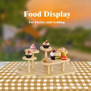 Étagère à plusieurs niveaux en bois naturel, 5 niveaux, support de rangement pour cuisine, pour cupcakes, organisateur de comptoir, présentoir en bois massif - Product Image 4