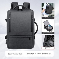 Sac à dos pour ordinateur portable extensible avec port de charge USB, tissu Oxford, grande capacité 17 pouces, sac de voyage pour hommes