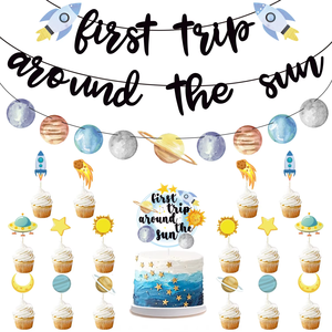 Set per Festa Include Striscione Primo Viaggio Intorno al Sole, Decorazioni Pianeti, Topper per Torta, Decorazioni Compleanno a Tema Spazio - Product Image 6