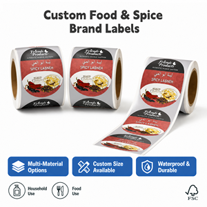 Custom Printing Logo Vinyl Sticker Roll Food Packaging <b>Label</b> for <b>Spice</b> Seasoning 8oz 5oz 4oz <b>Spice</b> Clear Bottle Jars <b>Labels</b> - Product Image 2