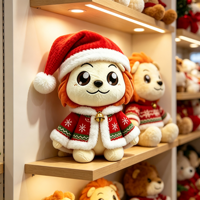 Peluche Lion de Noël Personnalisée en Coton, Jouet en Peluche Adorable, Cadeau de Fête de Noël pour Enfants, Vente en Gros