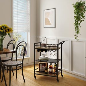 Jh-mech troli meja makan, gaya industri dapur Rolling minuman troli baja karbon bergerak - Product Image 5
