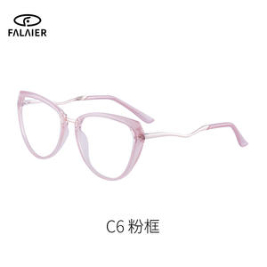 Monturas de Gafas Geométricas FalaiEr 87072 con Protección Anti Luz Azul, Montura Completa Unisex, Lentes de Acetato, Estilo Ojo de Gato - Product Image 4