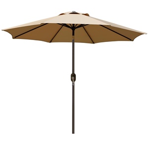 Parasol de terrasse moderne en aluminium YOHO OUTDOOR 9' avec 8 baleines robustes et manivelle inclinable à bouton-poussoir - Product Image 1