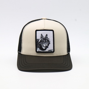 Chapeau de camionneur 3 couleurs brodé loup tissé Profil beige Noir Mesh Sport Gorras Cap Hat - Product Image 2