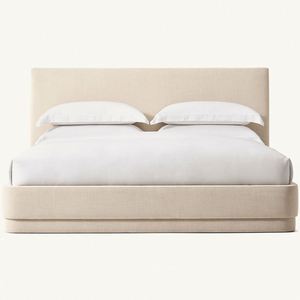 Lit double moderne pour la maison, cadre de lit rembourré en tissu doux - Product Image 1
