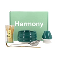 Kit de Cérémonie de Thé Matcha : Fouet, Bol Style Japonais, Cuillère et Brosse en Bambou