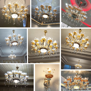 European Style Crystal Chandelier Multi Head E27 <b>LED</b> <b>Light</b> Source Round Shape Home Living Room Bedroom Ceiling <b>Light</b> - Product Image 1
