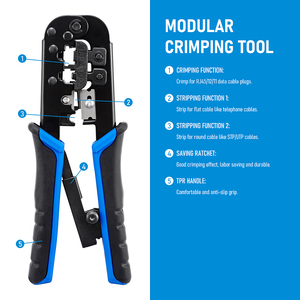 Cat5 Cat6 Manual de Cable crimpado contactos de trinquete RJ45 eléctrico 8P8C/6P6C PIN de alambre de <span class=keywords><strong>herramienta</strong></span> que prensa - Product Image 5