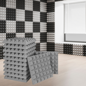 Paneles Acústicos Premium - Paneles de Espuma Piramidal de 50x50 para Estudio, Insonorizantes y Absorbentes, Aislamiento Acústico Eficaz - Product Image 1