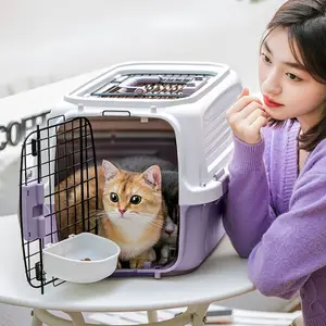 便携式塑料猫狗旅行箱易于携带的宠物屋轻便便携式小狗宠物运输板条箱