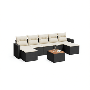 Ensemble de canapés de jardin modulaires en rotin PE noir, meubles d'extérieur élégants et durables, canapé de jardin avec coussins - Product Image 1