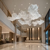 Grand lustre suspendu moderne en forme de nuage personnalisé pour hall de villa, hall d'hôtel, escalier à perles de cristal, restaurant d'hôtel