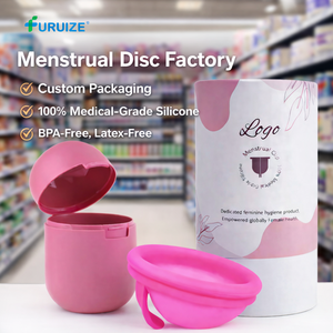 <span class=keywords><strong>Disque</strong></span> <span class=keywords><strong>menstruel</strong></span> réutilisable Furuize pour femmes, <span class=keywords><strong>disque</strong></span> de règles en silicone souple, approuvé CE, lavable, flexible, emballage personnalisé - Product Image 1