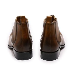 Botas de Tobillo con Punta Cuadrada de Cuero Genuino de Diseñador, Zapatos Formales para Hombre con Cordones, Impermeables, con Aumento de Altura para Otoño/Invierno - Product Image 6
