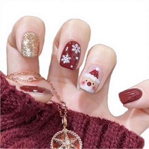 Ongles à coller de haute qualité, couleur unie mate, couvrance totale, forme amande moyenne - Product Image 3