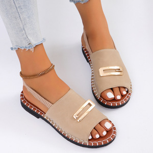 NUEVAS Sandalias Planas Bordadas de Talla Grande con una Sola Tira para Mujer, Estilo Veraniego 2027 - Product Image 5