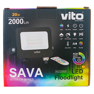 Projecteur LED RGB Vito 20W IP65 IK08 pour extérieur et jardin - Product Image 2