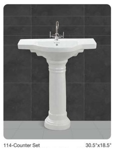 Lavabo de pedestal de cerámica blanca, juego de fregadero de tamaño grande, nuevo diseño, fábrica mayorista de India sostenible - Product Image 2