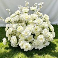 Bunga Mawar Putih Sutra Buatan Grosir, Tangkai Bunga Sentuhan Asli Warna Ivory Cream untuk Buket Pernikahan