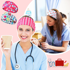Diadema elástica anudada con diseño personalizado y botones para mujeres, enfermeras y doctoras - Product Image 5