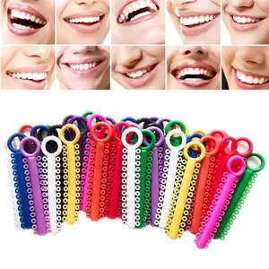 Yahong Dental Sticks Orthodontic Elastic Ligature Ties O Rings Power Chain Multi-color Rubber Plastic Elastomeric Ties for Brace