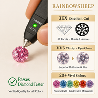 RAINBOWSHEEP 20 Couleurs Pierres Synthétiques Brillantes en Moissanite, Taille 3EX, Couleur D, VVS, 3.0-11mm, OEM ODM, Couleur Personnalisée pour Bijoux