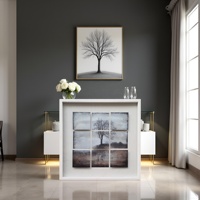 Décoration Murale Carrée en Verre DIY Motif Arbre 3D Écologique Style Art Déco Moderne Classique pour Maison et Bureau