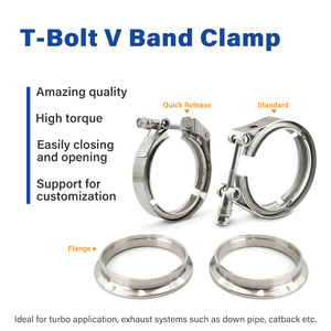 304ss tugas berat T baut V Band klem 1.5 inci-6 inci knalpot Turbo Clamp dengan Flange kit