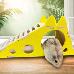 Cachette en bois pour hamster nain avec toboggan d'escalade, labyrinthe multi-chambres pour petits animaux, cabane pour hérisson, souris syrienne, <span class=keywords><strong>maison</strong></span> pour animaux de compagnie - Product Image 6