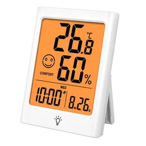 Digital Indoor Outdoor Hygrometer Thermometer Time Date Alarm Clock