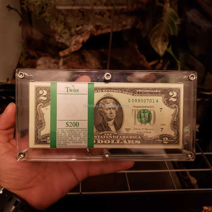 thumbnail image 2 of Acrylic 100 Bank Note Frame Plastic Money Holder Currency Display 2 of 10