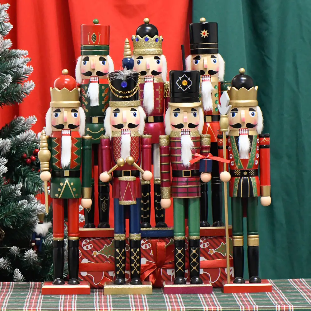 50CM tamaño muñeca de madera Festival Navidad regalo decorativo y bandera Cascanueces 20 pulgadas Cascanueces