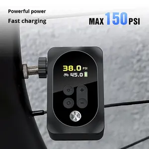 Pompe à air mini portable pour vélo 150 PSI, gonfleur intelligent avec arrêt automatique et lumière d'urgence pour vélo/vélo électrique/moto/trottinette électrique - Product Image 3