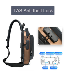 Bolsa de ombro multifuncional <span class=keywords><strong>anti</strong></span>-roubo USB para homens, bolsa crossbody para viagem, bolsa de peito - Product Image 4