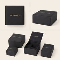 Boîtes à bijoux en cuir PU de luxe avec logo personnalisé, coffret cadeau pour bague, bracelet, collier, ensemble de pendentifs en velours noir, emballage de bijoux