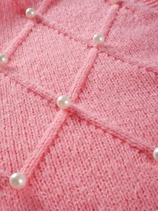 Cárdigans de punto para mujer de longitud regular con cuello en V, decoración con cuentas, tela transpirable, estilo casual, mangas largas - Product Image 4