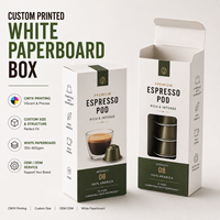 Boîte en carton imprimé CMJN 18pt SBS à faible MOQ, boîte en carton blanc pour emballage de dosettes de café spécialisé et expresso