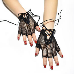 Gants courts pour femmes des années 1920 Sexy résille gants noir élastique sans doigts poignet manchette Nylon gants soirée Cospaly mitaines - Product Image 5