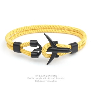 Bracelets d'amitié tressés à la main avec ancre et avion, en corde paracorde, pour hommes et femmes - Product Image 3