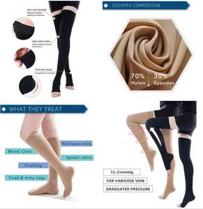 <span class=keywords><strong>Bas</strong></span> <span class=keywords><strong>de</strong></span> compression tricotés amincissants anti-embolie 15-21 mmHg Beige Noir Taille M Invisibles pour Varices Femme - Product Image 4