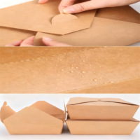 Boîte en papier sulfurisé carrée pour aliments frits, emballage pour restauration rapide, boîte à poisson et frites, matériau kraft, vente en gros