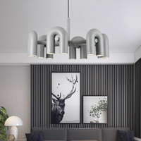 Nordique moderne Simple concepteur en forme de U tuyau d'eau pendentif lumière lustre en fer pour salon et chambre d'enfants