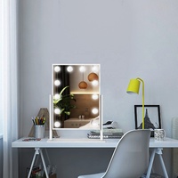 Miroir de maquillage rectangulaire Portable pour femmes, miroir de coiffeuse avec lumière Led