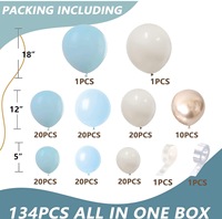 Kit d'arche de ballons bleu ciel poudré, guirlande de ballons blanc sable et or métallisé pour décorations de fête de naissance ou d'anniversaire de garçon